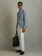 Reiss Soft Blue Aphrodite Single Breasted Blazer With Cotton - Image 1 of 7
