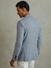 Reiss Soft Blue Aphrodite Single Breasted Blazer With Cotton - Image 4 of 7