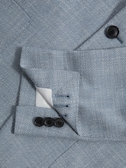 Reiss Soft Blue Aphrodite Single Breasted Blazer With Cotton - Image 6 of 7