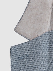 Reiss Soft Blue Aphrodite Single Breasted Blazer With Cotton - Image 7 of 7