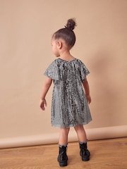 Charcoal Bow Sequin Party Angel Sleeve Dress (3mths-10yrs) - Image 3 of 7