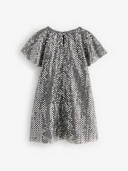 Charcoal Bow Sequin Party Angel Sleeve Dress (3mths-10yrs) - Image 6 of 7