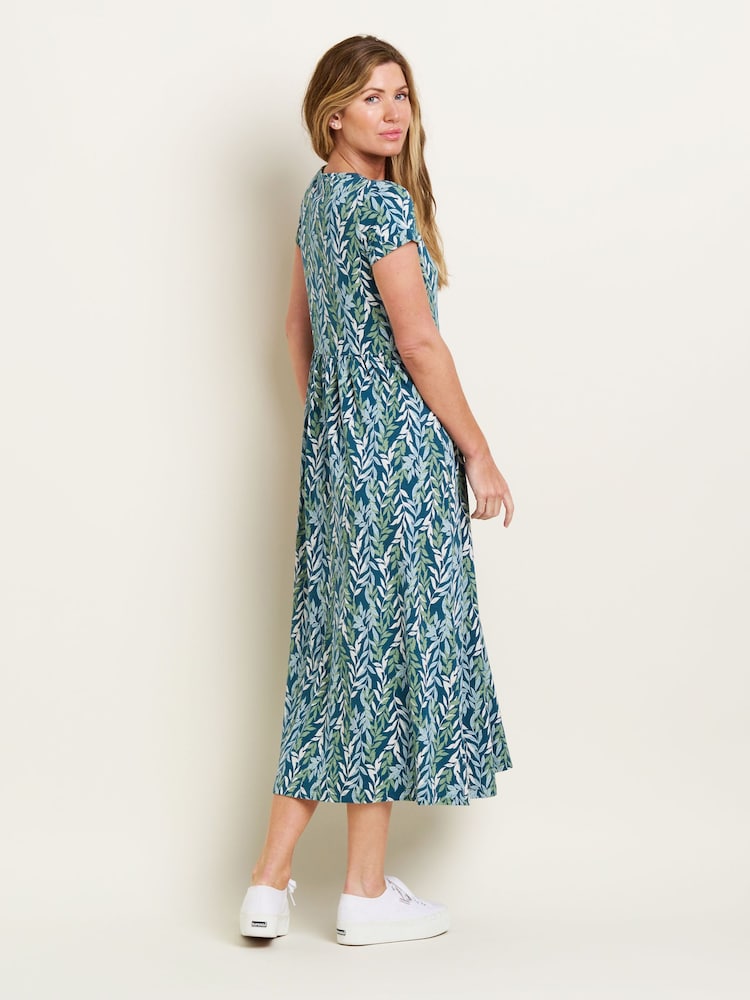Brakeburn Green 100% Cotton Willow Midi Dress - Image 2 of 4
