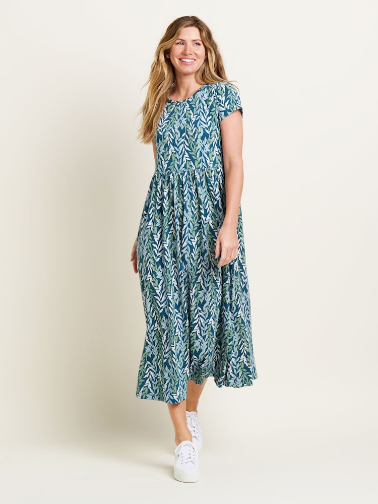 Brakeburn Green 100% Cotton Willow Midi Dress - Image 4 of 4