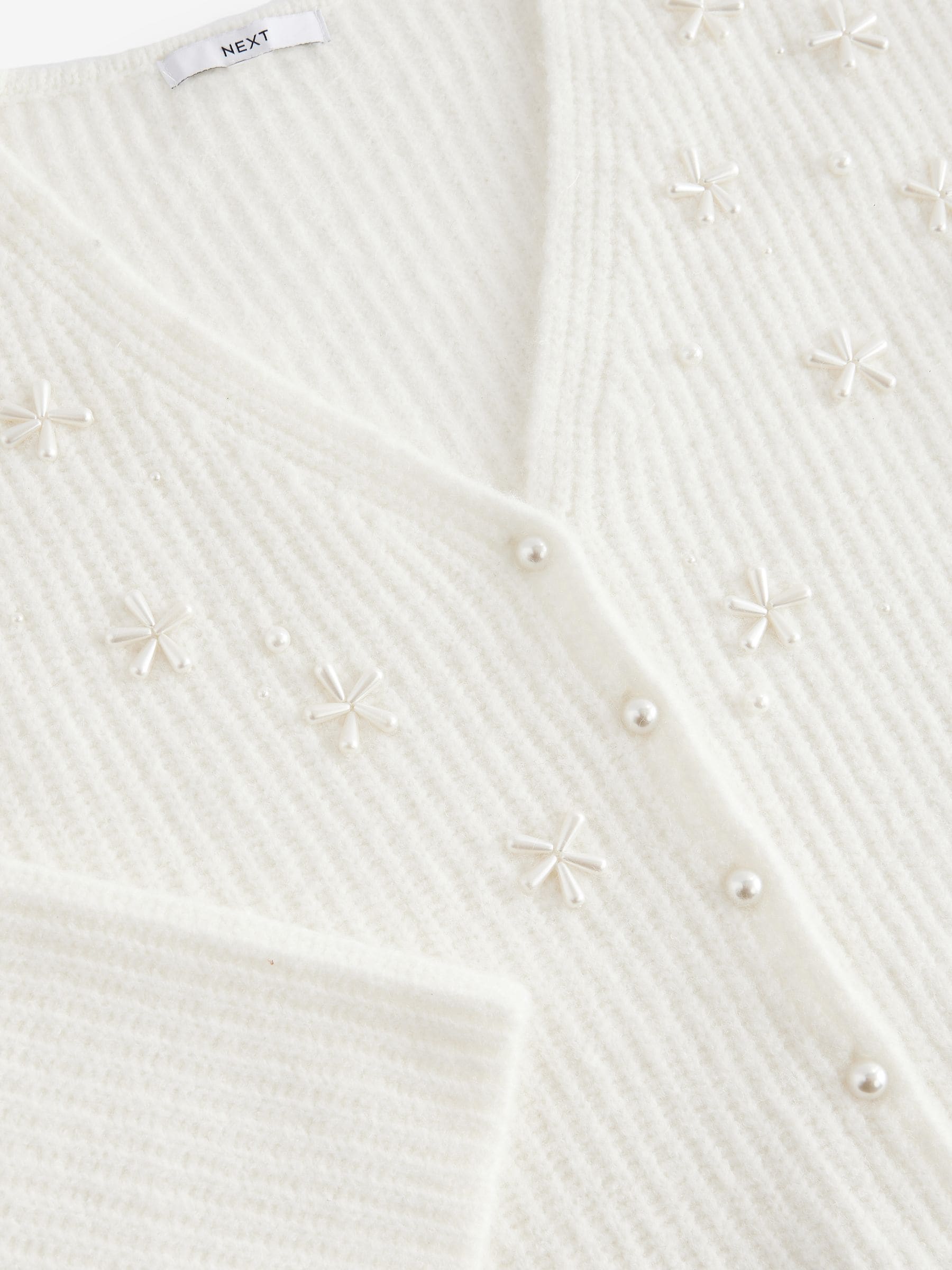 雪様♡herlipto☆Lace Pearl-Button Cardigan Buy White Ecru Pearl Embellished Button Knitted Cardigan