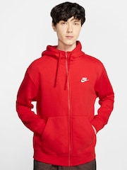 Röd - Nike Club Zip Up Huvtröja - Bild 1 av 6