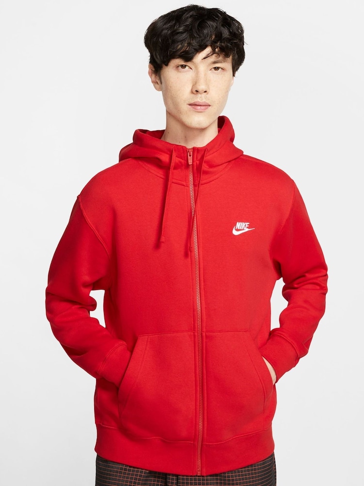 Röd - Nike Club Zip Up Huvtröja - Bild 1 av 6