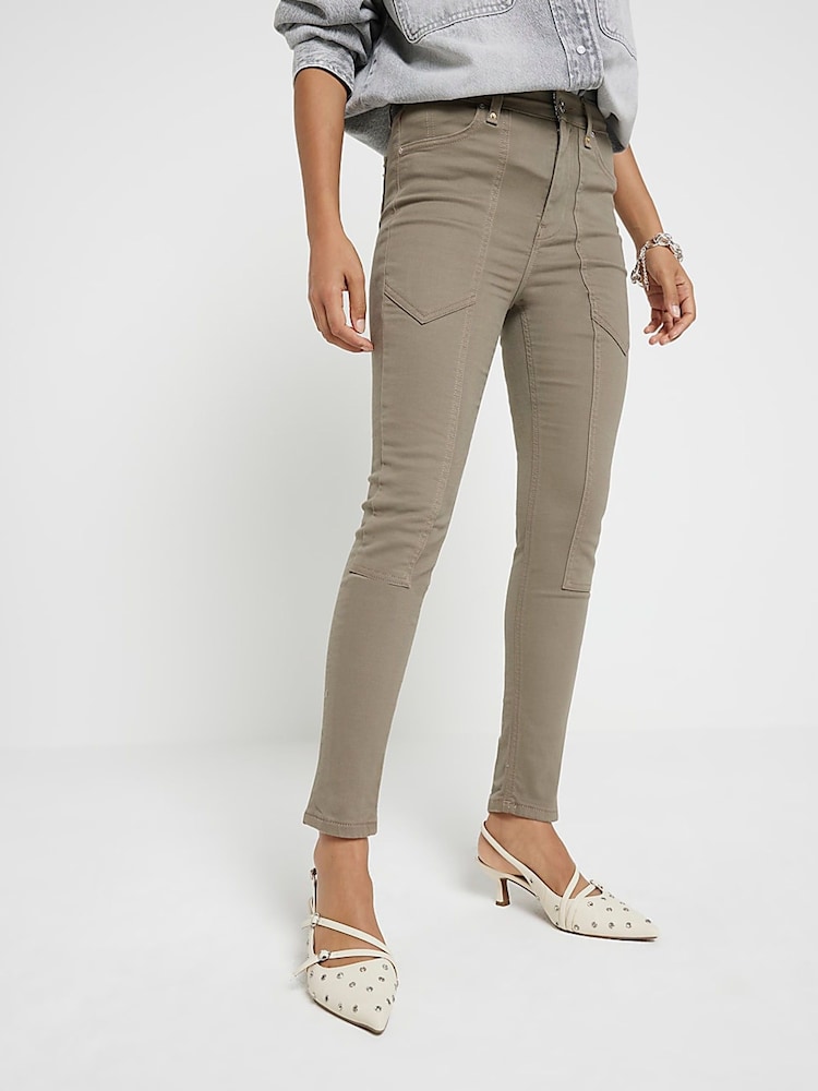 River Island Green Petite High Rise Skinny Fit Jeans - Image 1 of 7