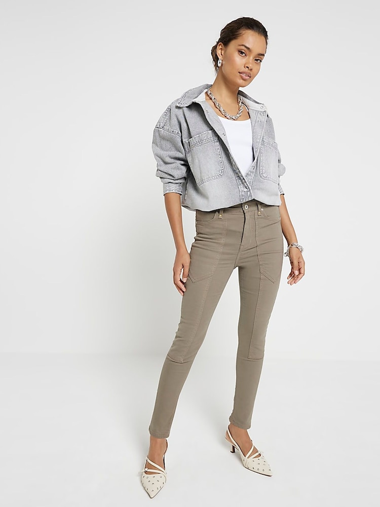 River Island Green Petite High Rise Skinny Fit Jeans - Image 2 of 7