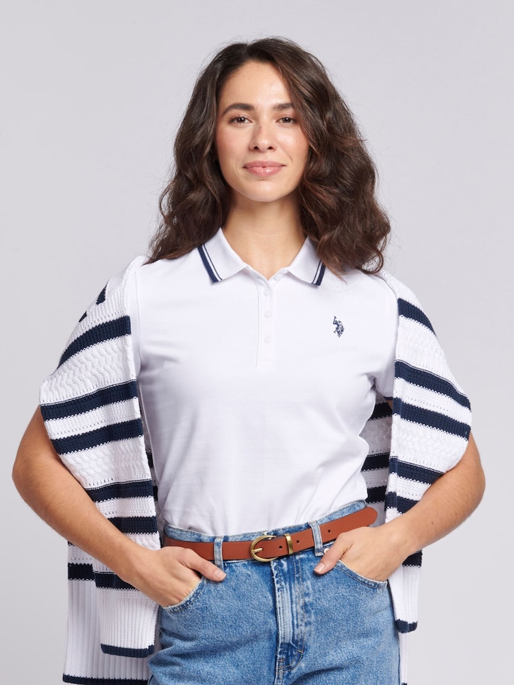 U.S. Polo Assn. White Regular Fit Womens Pique Polo Shirt - Image 1 of 7