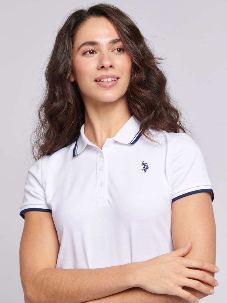 U.S. Polo Assn. White Regular Fit Womens Pique Polo Shirt - Image 4 of 7