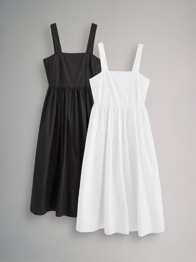 The Set Black/White 2 Pack 100% Cotton Poplin Sundress - Image 2 of 13