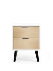 Julian Bowen White Alba 2 Drawer Bedside Table - Image 1 of 4