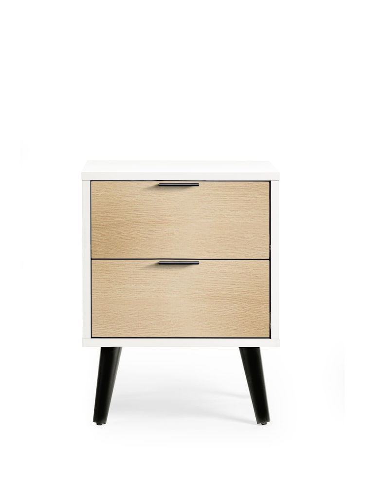 Julian Bowen White Alba 2 Drawer Bedside Table - Image 1 of 4