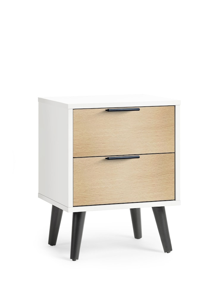 Julian Bowen White Alba 2 Drawer Bedside Table - Image 2 of 4