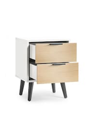 Julian Bowen White Alba 2 Drawer Bedside Table - Image 3 of 4
