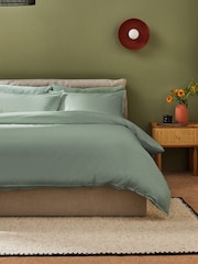 MADE.COM Sage Green Cosy Washed Cotton Duvet Cover and Pillowcase Set - Image 1 of 3