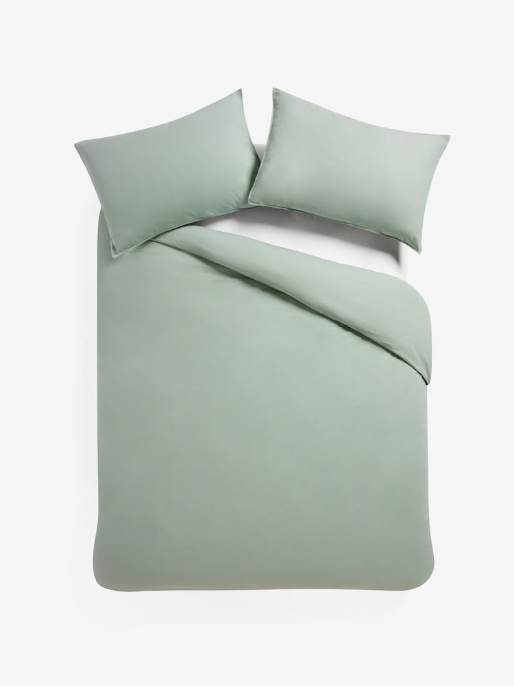 MADE.COM Sage Green Cosy Washed Cotton Duvet Cover and Pillowcase Set - Image 3 of 3