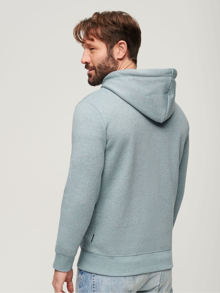 Superdry Blue Core Logo Classic Hoodie - Image 2 of 6 Superdry Blue Core Logo Classic Hoodie - Image 2 of 6