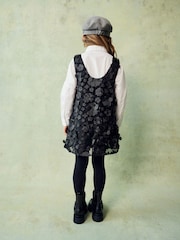 Black 3D Flower Pinafore and Shirt Set (3-16yrs) - Image 2 of 10