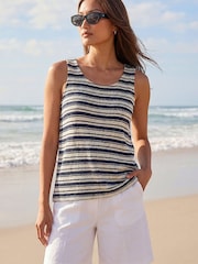 Roman Black Stripe Stretch Vest Top - Image 1 of 4