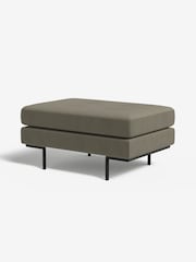 MADE.COM Cotton Weave Dark Olive Harlow Footstool - Image 1 of 3