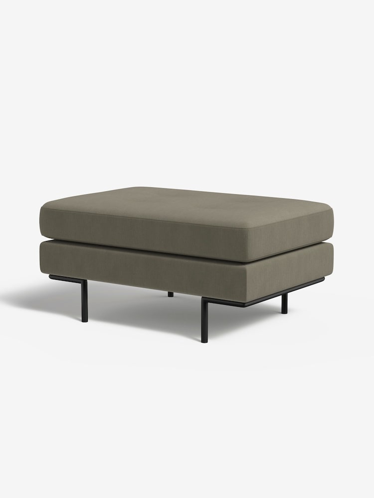 MADE.COM Cotton Weave Dark Olive Harlow Footstool - Image 1 of 3