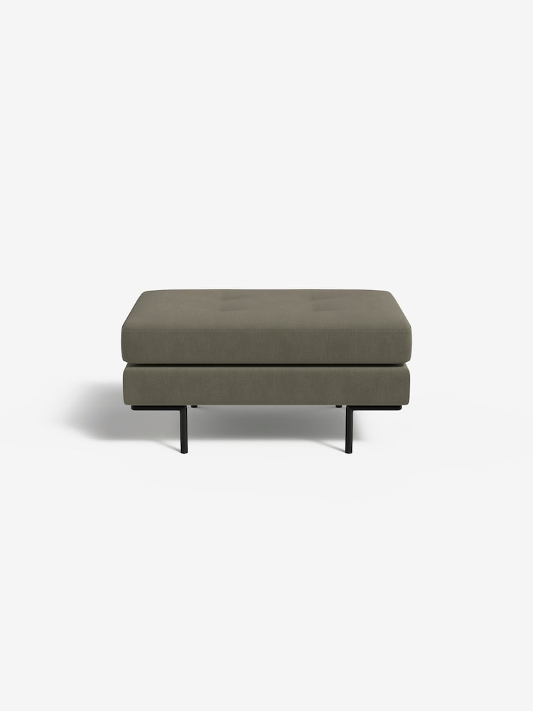MADE.COM Cotton Weave Dark Olive Harlow Footstool - Image 2 of 3