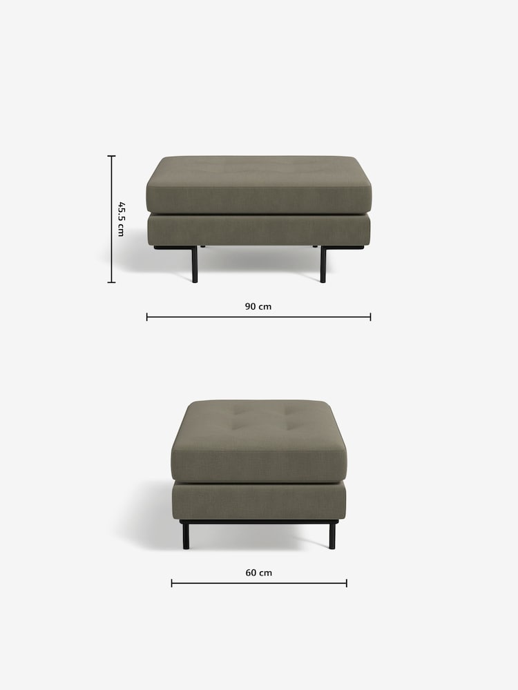 MADE.COM Cotton Weave Dark Olive Harlow Footstool - Image 3 of 3