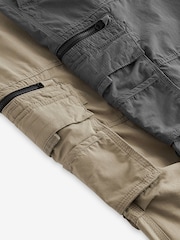 Charcoal Grey/Stone Belted Tech Cargo Trousers 2 Pack - Image 16 of 17