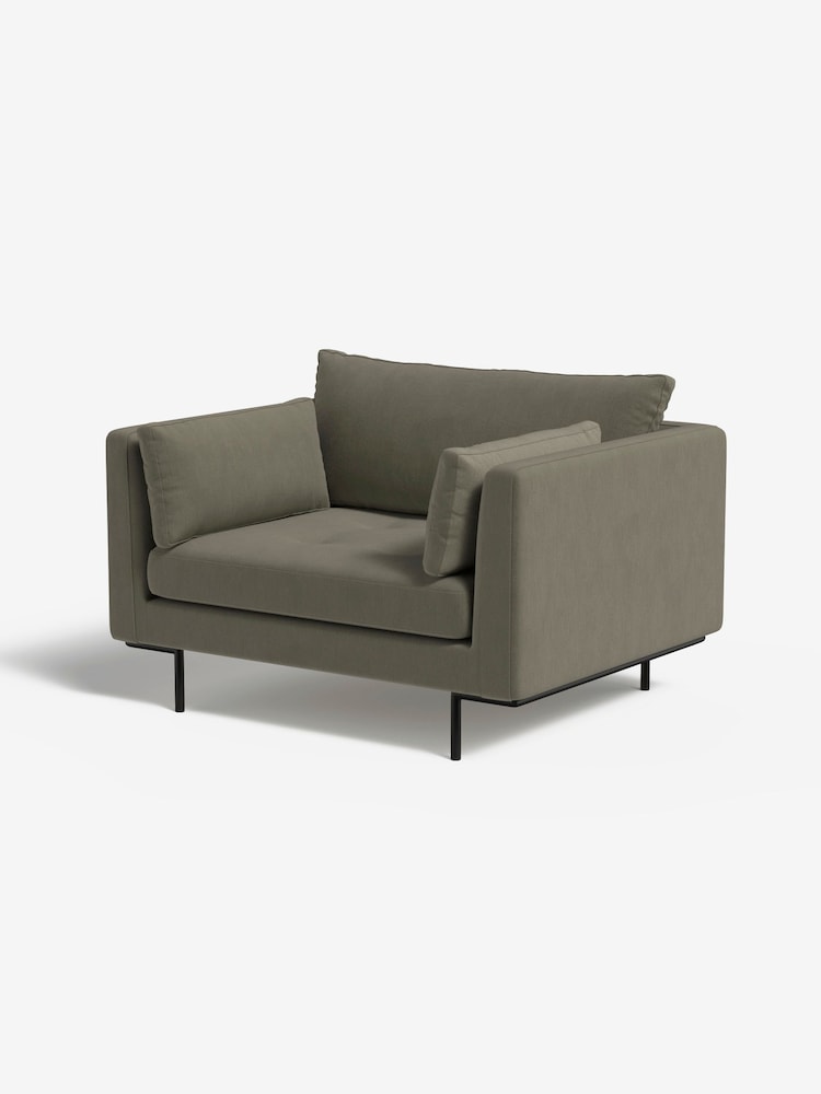 MADE.COM Cotton Weave Dark Olive Harlow Loveseat - Image 1 of 3