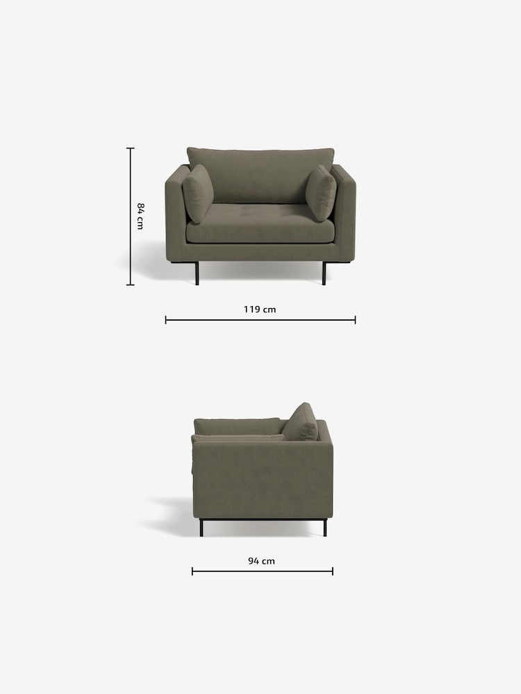 MADE.COM Cotton Weave Dark Olive Harlow Loveseat - Image 3 of 3