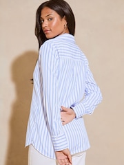 Lipsy Medium Blue Stripe Collared Button Through Shirt - Image 2 of 4