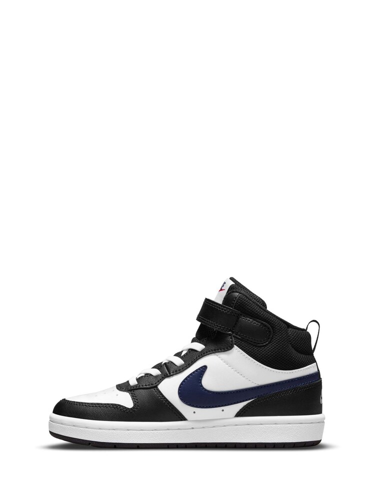 Nike White/Black Red Junior Court Borough Mid Trainers - Image 2 of 11