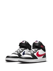Nike White/Black Red Junior Court Borough Mid Trainers - Image 5 of 11