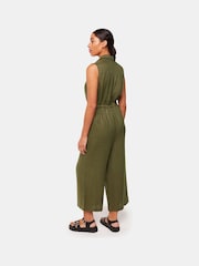 Whistles Green Bella Linen Wrap Jumpsuit - Image 2 of 5