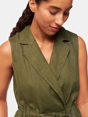 Whistles Green Bella Linen Wrap Jumpsuit - Image 3 of 5