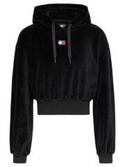 Tommy Jeans Black 100% Cotton Velour Hoodie - Image 1 of 5