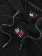 Tommy Jeans Black 100% Cotton Velour Hoodie - Image 5 of 5