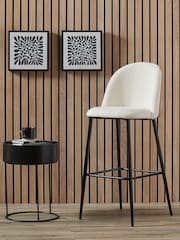 Pacific White Turi Boucle Bar Stool with Black Legs - Image 1 of 6