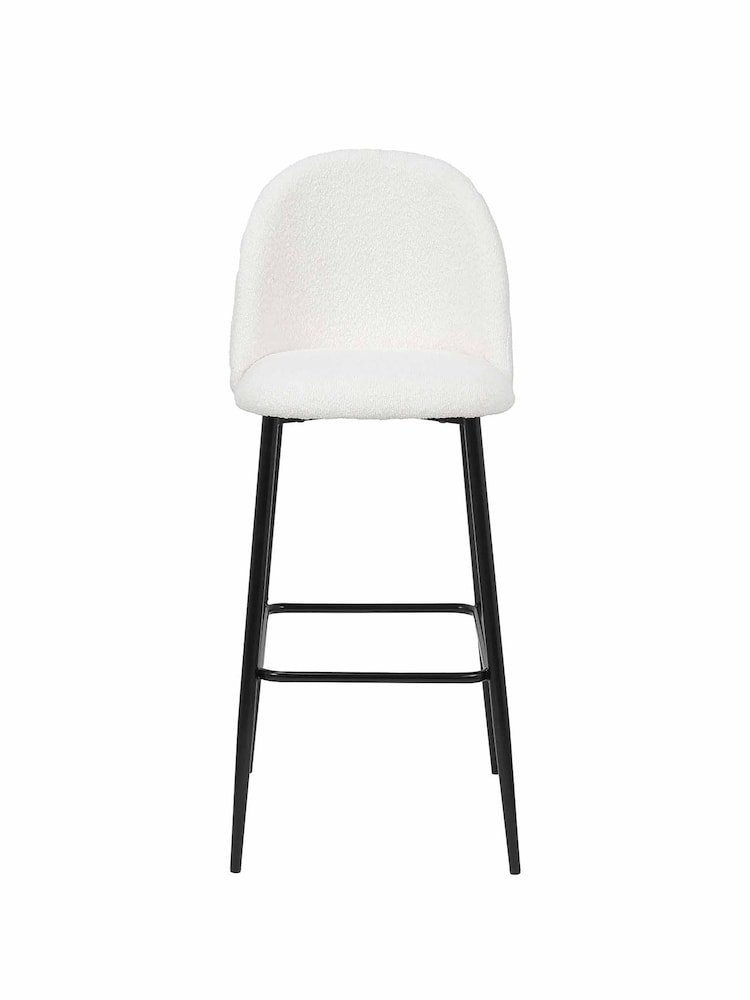 Pacific White Turi Boucle Bar Stool with Black Legs - Image 2 of 6