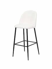 Pacific White Turi Boucle Bar Stool with Black Legs - Image 3 of 6