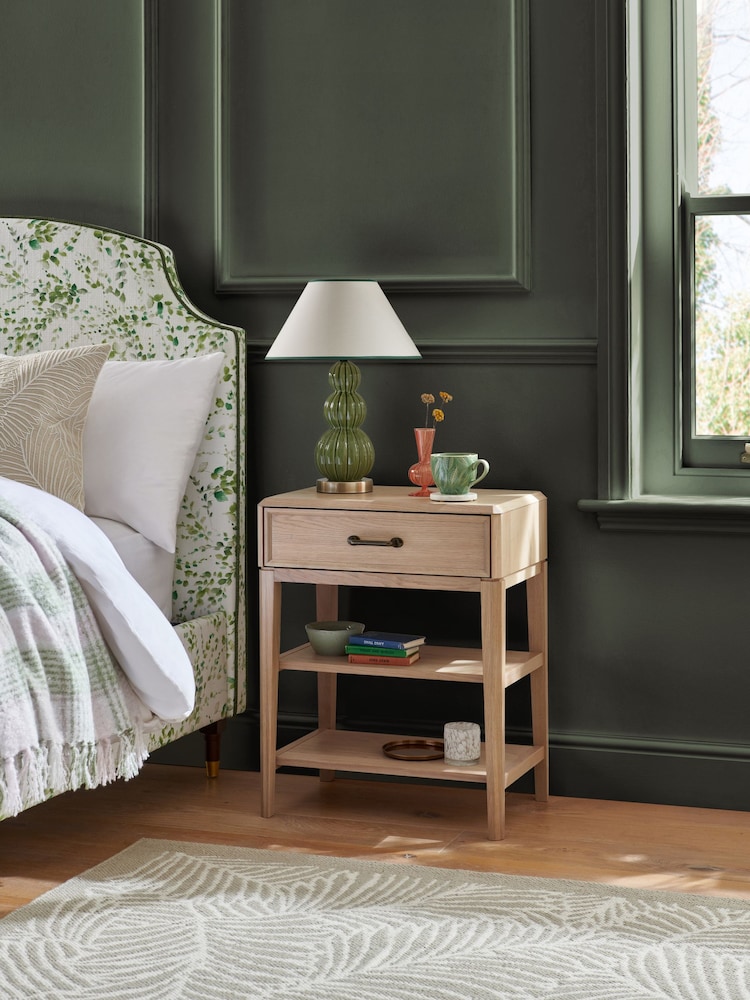 Nina Campbell Light Brown Tedworth 1 Drawer Bedside - Image 1 of 5 Nina Campbell Light Brown Tedworth 1 Drawer Bedside - Image 1 of 5