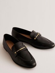 Ted Baker Black Zoee Flat Loafers With Signature Bar - Image 2 of 5