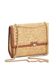 Dune London Natural Delphinium Raffia Turnlock Shoulder Bag - Image 4 of 4