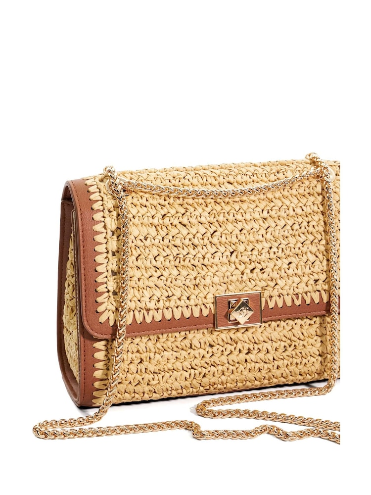 Dune London Natural Delphinium Raffia Turnlock Shoulder Bag - Image 4 of 4