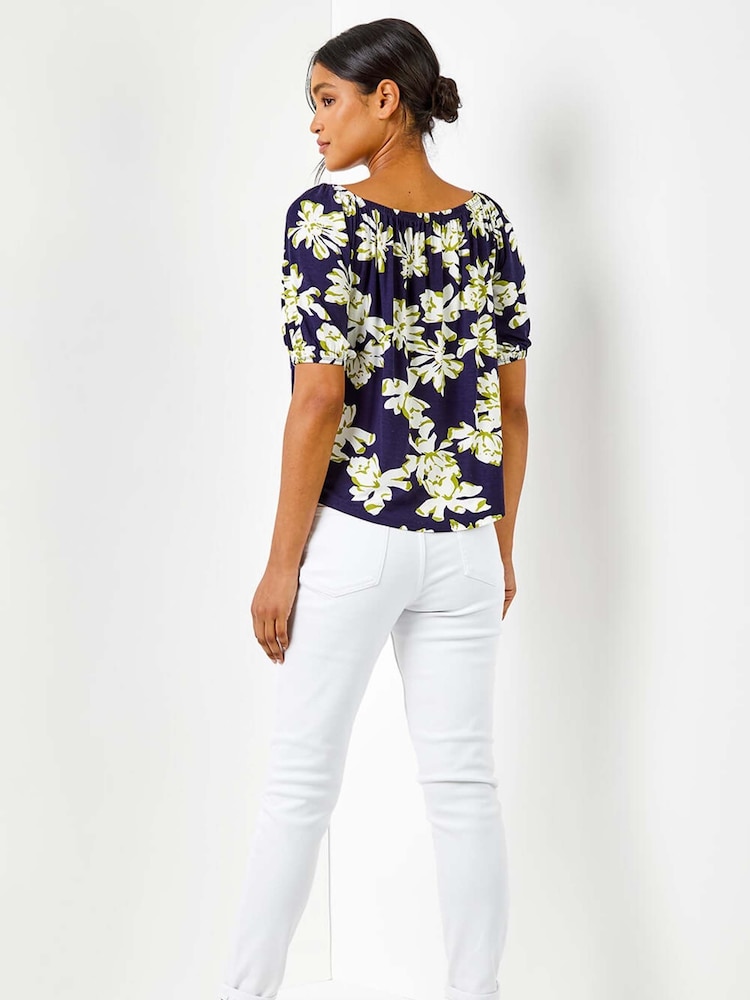 Roman Floral Print Stretch Bardot Top - Imagen 2 de 5 Roman Floral Print Stretch Bardot Top - Imagen 2 de 5