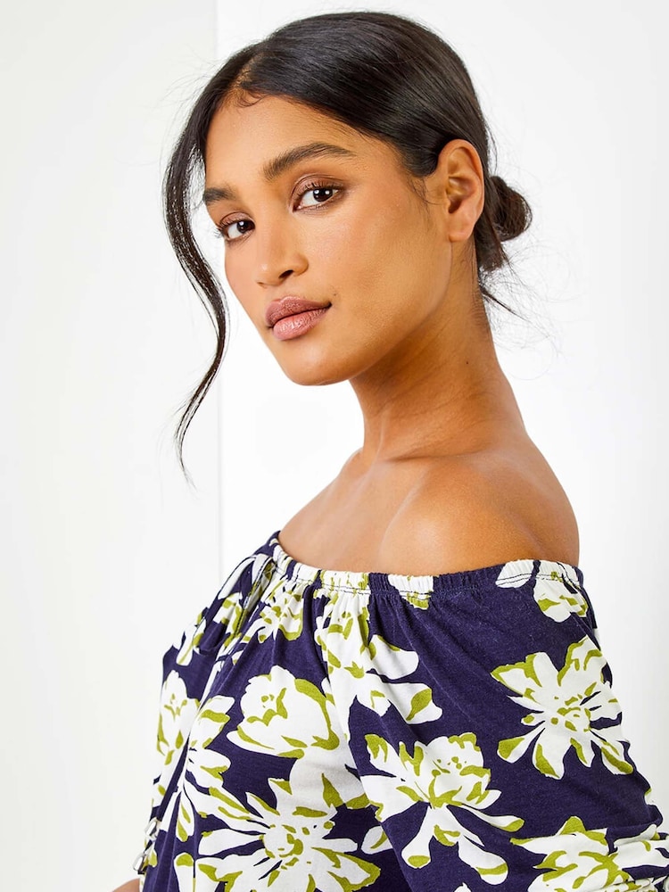 Roman Floral Print Stretch Bardot Top - Imagen 5 de 5 Roman Floral Print Stretch Bardot Top - Imagen 5 de 5