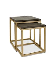 Bentley Designs Fumed Oak Brass Athena Nest Of Tables - Image 2 of 4