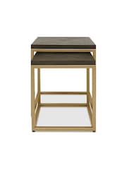 Bentley Designs Fumed Oak Brass Athena Nest Of Tables - Image 3 of 4